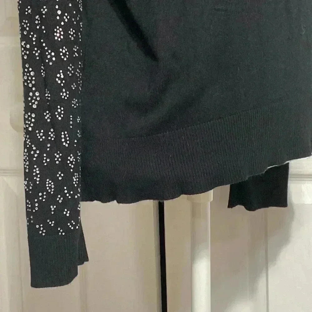 Premise Studio black knit sweater & bling sleeves top shirt